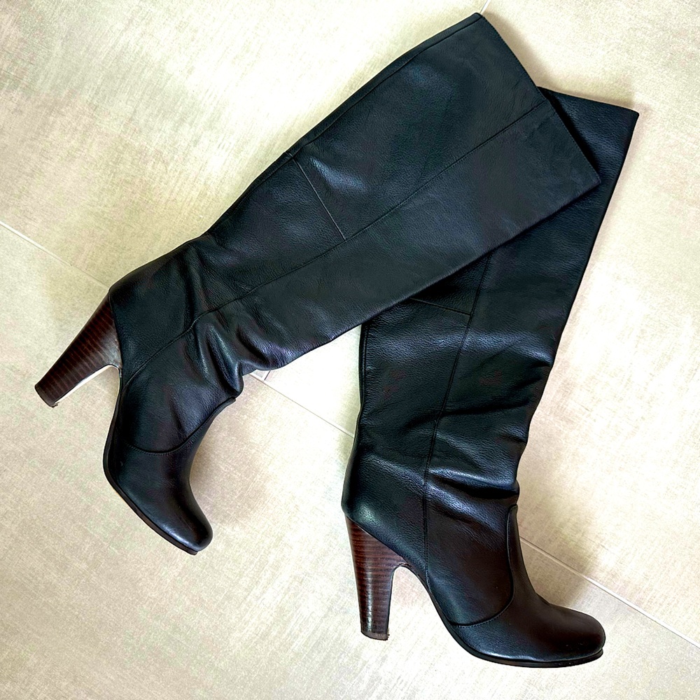 Black leather boots